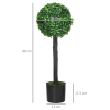 HOMCOM Set of 2 Potted Artificial Plants Boxwood Ball Trees Outdoor, 60cm - Image 3