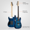 GST Stylish H-H Pickup Tiger Stripe Electric Guitar Kit with 20W AMP Bag Guitar Strap Blue - Image 4