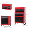 Portable Toolbox Tool Box Top Chest Cabinet Garage Storage Roll Cab Red HOMCOM - Image 3