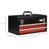 2 Drawer Tool Chest Lockable Tool Box w/ Ball Bearing Runners 46cmx24cmx22cm - Image 3