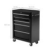 5-Drawer Lockable Steel Tool Storage Cabinet w/ Wheels Handle 2 Keys Black - Image 3