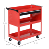 3-tier Tool Trolley Cart Roller Cabinet Storage Box Lockable Casters Red - Image 3