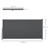 3x1.6M Retractable Side Awning Screen Fence Patio Privacy Divider Grey - Image 3