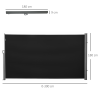 3x1.8M Retractable Side Awning Screen Fence Patio Privacy Divider Black - Image 3