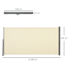 3x1.6M Retractable Side Awning Screen Fence Patio Privacy Divider Cream - Image 3