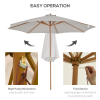 10'x8.2'H Bamboo Wooden Round Market Patio Sun Umbrella Parasol Sunshade Canopy - Image 3