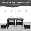 5 PCs Rattan Garden Furniture Wicker Weave Sofa Set Dining Table Chair Footrest - Image 3