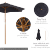 Outsunny Stylish Wooden Parasol - Easy Shade for Outdoor Relaxation - Image 3