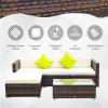 5PC Rattan Furniture Set Wicker Sofa Glass Tempered Tea Table & Cushion Pillows - Image 3