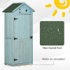Garden Shed Vertical Utility 3 Shelves Wood Tool Storage Unit Cabinet - Image 3