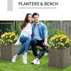 Wooden Garden Planter & Bench Combination Garden Raised Bed Patio Park Grey - Image 3