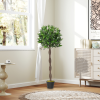 2 Artificial Topiary Bay Laurel Ball Trees Nursery Pot for Indoor Outdoor Decor - Image 3