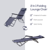 2 in 1 Sun Lounger Folding Reclining Chair Camping Adjustable Back & Pillow - Image 3