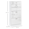 Shoe Cabinet 4 Drawers Storage with Flip Doors Shelves for 18 Pairs White - Image 3