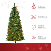 5FT Prelit Artificial Pencil Christmas Tree Warm White LED Red Berry Green - Image 4