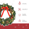 60cm Pre-Lit Artificial Christmas Door Wreath Holly LED Decor Pine Cones Hangin - Image 4