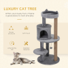 104cm Deluxe Cat Activity Tree w/ Scratching Posts Ear Perch House - Grey - Image 4