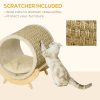 Elevated Cat House Kitten Bed Pet Shelter with Scratcher Cushion, Beige - Image 4