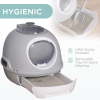 Cat Litter Box Pet Toilet With Litter Scoop Enclosed Drawer Skylight Grey - Image 4