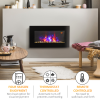 1000W Wall Mounted Tempered Glass Electric Fireplace Heater Black - Image 4