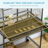 Rolling Bird Cage w/ Detachable Stand, Storage Shelf, Wood Perch, Food Container - Image 4