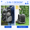 Pet Travel Backpack Bag Cat Dog Carrier w/ Trolley and Telescopic Wheel Grey - Image 4