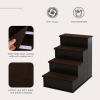 4-Step Wooden Pet Stair Steps with Soft Short Plush Cushions Dog Ladder for Bed - Image 4