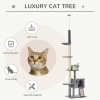 238-270cm Floor to Ceiling Cat Tree Tower w/ Scratching Post Hammock House Grey - Image 4