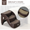 Portable Dog Steps Non-slip Pet Stairs 3-Step Design for High Beds Sofas, Brown - Image 4