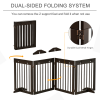 Freestanding Pet Gate 4 Panel Folding Wooden Dog Barrier w/ Support Feet - Image 4