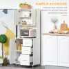 Kitchen Buffet Storage,2 Cabinets, 3 Drawers , 60x40x150cm, White - Image 4