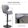 Set of 2 Velvet-Touch Fabric Adjustable Swivel Chairs with Footrest, Grey - Image 4