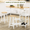 3 Piece Bar Table Set, Breakfast and Stools Wine Rack Natural White - Image 4