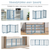 Wooden Foldable Dog Safety Barrier w/ 4 Panels for Small&Medium Dogs Blue Grey - Image 4