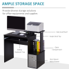 Computer Desk with Sliding Keyboard Tray Storage Drawer Shelf Black - Image 4