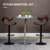 Set of 2, Barstools with Footrest and Backrest, Steel Frame Gas Lift Brown - Image 4