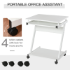 Computer Desk with 4 Moving Wheels Sliding Keyboard Tray White - Image 4