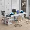 Computer Desk with Storage with Bookshelf PC Table Workstation White - Image 4