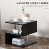50Lx50Wx50H cm Wooden Side S Shape Cube Coffee Console Table 2-Tier Black - Image 4