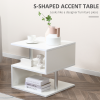 Side Table 2 Tier Storage Shef Organizer Bookcase End Desk Stand Display White - Image 4