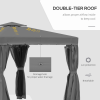 3 x 3m Gazebo Canopy 2 Tier Roof, Mosquito Net, Aluminum, Dark Grey - Image 4