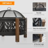 2-in-1 Outdoor Fire Pit Bowl with BBQ Grill Grate 30" Spark Screen Cover - Image 4