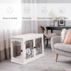 Wooden Dog Crate End Table Pet Puppy Cage w/Metal Wire for Small Dog White - Image 4