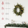 HOMCOM 60cm Christmas Wreath with LED Lights Pine Cones Red Berries Green - Image 4