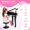 37 Key Musical Mini Piano Electrionic Keyboard Microphone Stool Black - Image 4