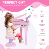 37 Key Musical Mini Piano Electrionic Keyboard Microphone Stool Pink - Image 4