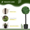 HOMCOM Set of 2 Potted Artificial Plants Boxwood Ball Trees Outdoor, 60cm - Image 4