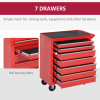 Roller Tool Cabinet Storage Chest Box Garage Workshop 7 Drawers Red Durhand - Image 4