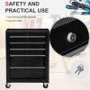 5-Drawer Lockable Steel Tool Storage Cabinet w/ Wheels Handle 2 Keys Black - Image 4