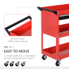 3-tier Tool Trolley Cart Roller Cabinet Storage Box Lockable Casters Red - Image 4